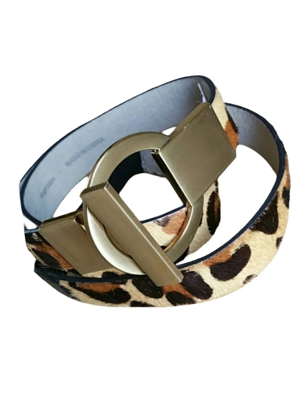 Chico's Cheetah Print Belt with Gold Buckle Small